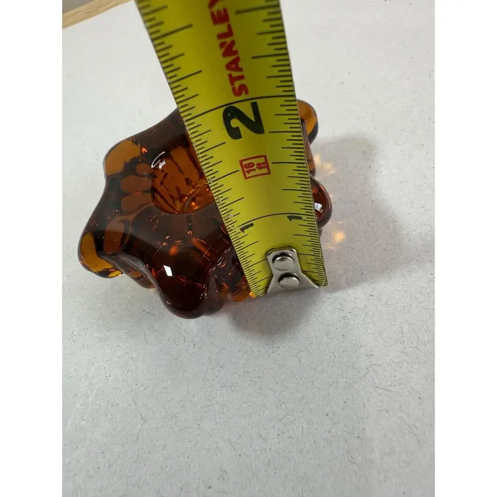 Amber Glass Star Votives Set of 4 Rustic Wedding Centerpiece Candle Holders